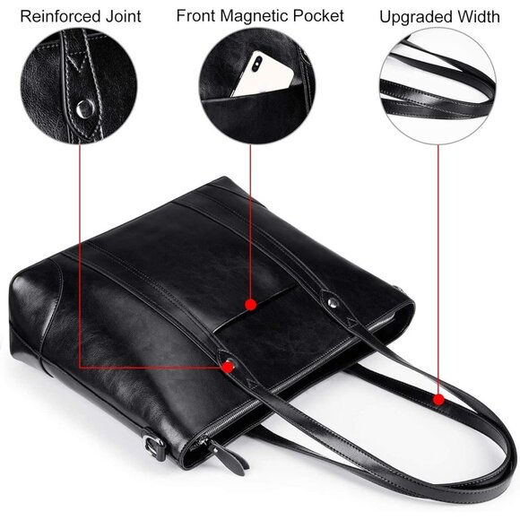 S-zone Women's Black Office 15.6 Inch Designer Cross Body Shoulder Handbag - Picture 4 of 6